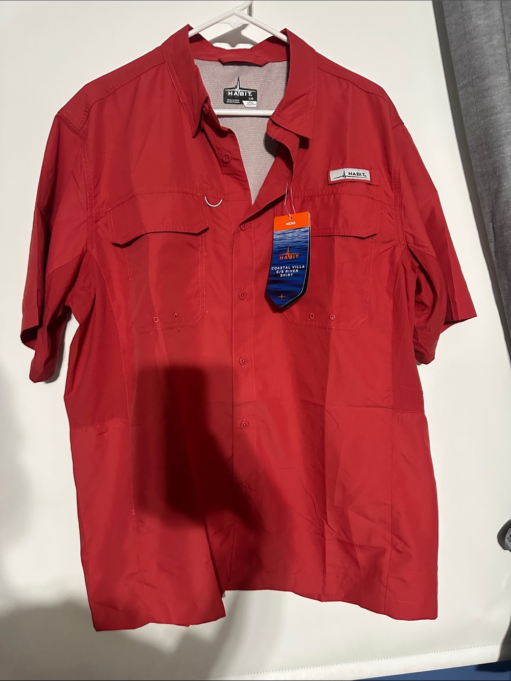 Habitat Men’s Short-Sleeve Redish Button-Down Fishing Shirt size Large